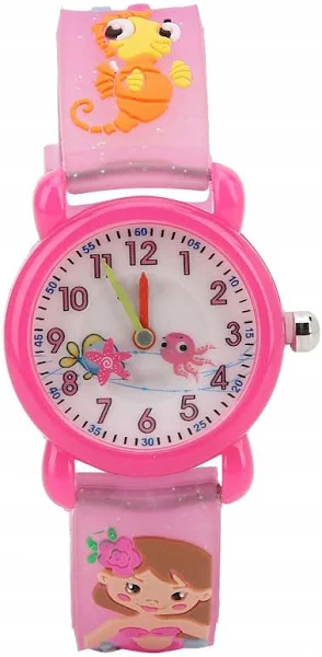 Zegarek dziecięcy różowy z motywem kreskówkowym wodoodporny Pvc