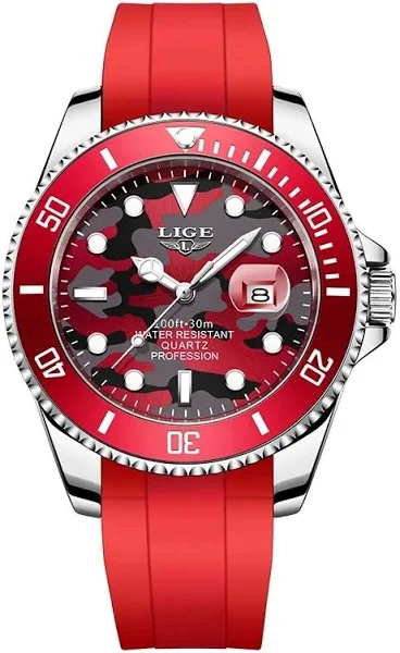 LIGE zegarek dla nurka moda męska wodoodporne wojskowe męskie zegarki kwarcowe Top marka luksusowy