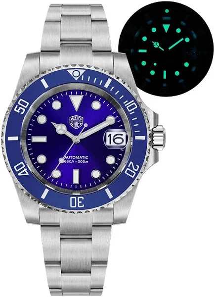 Watchdives WD5512 Zegarek dla nurka NH35 Mechanizm 300m Wodoodporny BGW9 Luminous Blue Light Zegarki