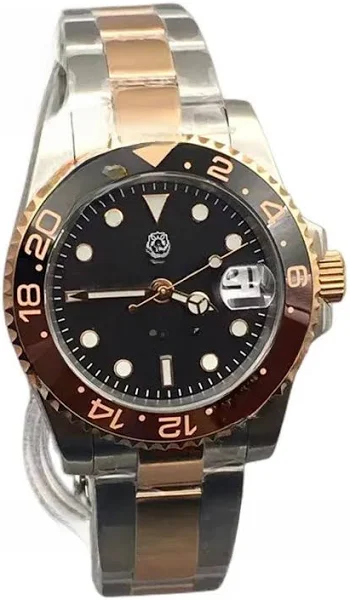 BLIGER 40mm zegarek dla nurka piwo korzeniowe dwukolorowe różowe złoto NH35 luksusowe szafirowe