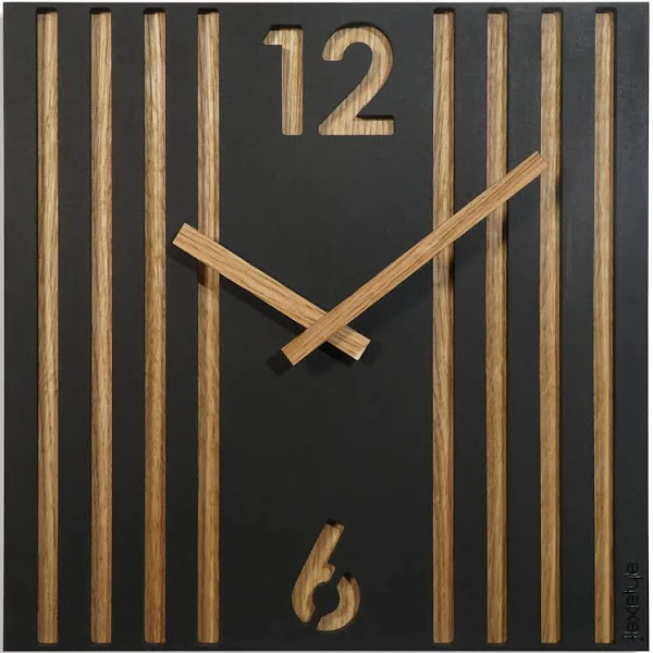 Zegar ścienny czarny do salonu Lamele 30 cm