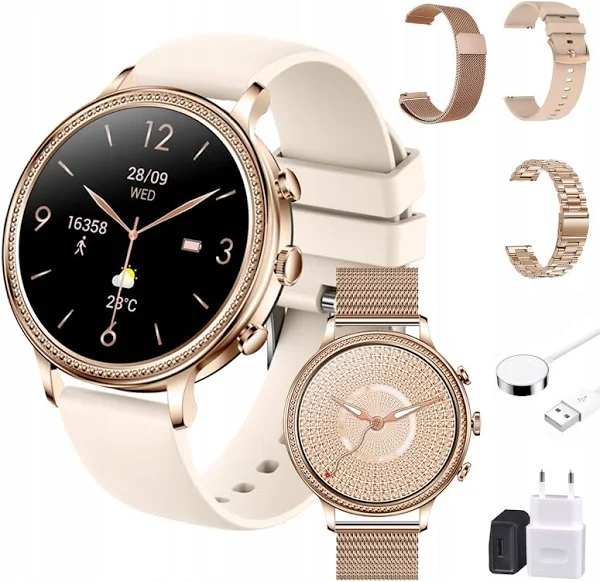 Złoty Smartwatch Zegarek Rozmowy Menu Pl