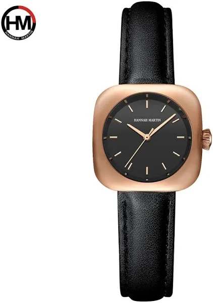 HANNAH MARTIN zegarki damskie japoński ruch nowy Trend moda kwadratowa tarcza skóra Quartz pasek kobiet