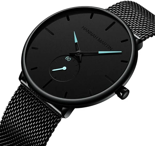Hannah Martin męski zegarek moda niebieski czarny rozrządu mała tarcza oryginalny mechanizm kwarcowy