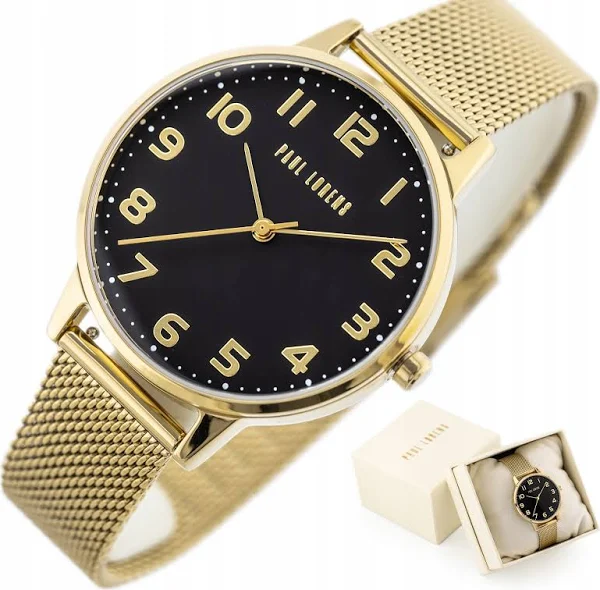 Zegarek Damski Paul Lorens Artena złoty cyfry czytelny +box +grawer