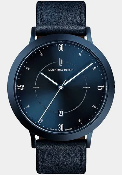 Lilienthal Zegarek Automatyczny Męski Niebieski Skórzany pasek