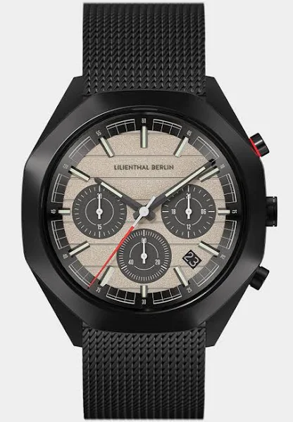 Męski Zegarek z Fazy Księżyca Czarny Brązowy Szczotkowana stal nierdzewna