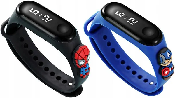 Zegarki 2 Szt Elektroniczne Avengers Dzieci Smartwatch Animacja Silikonowym