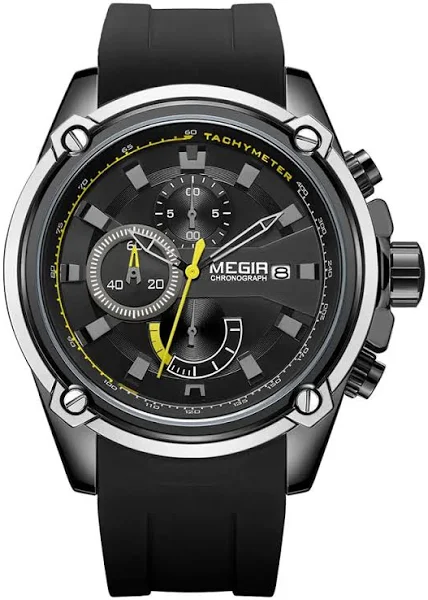 MEGIR Chronograph Men Sport Watch Mężczyzna Silikonowy Automatyczny Data Zegarki Kwarcowe Męskie Luksusowej Marki Wodoodporny Relogio Masculino