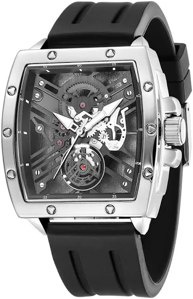 MEGIR & RUIMAS Tonneau Dial Quartz zegarki dla mężczyzn moda silikonowy pasek sportowy zegarek z