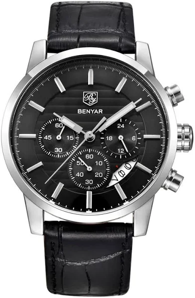 BY BENYAR zegarek dla mężczyzn stylowy zegarek z prawdziwej skóry