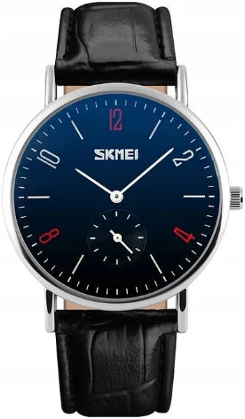 Zegarek męski Skmei pasek skóra czarny brązowy1