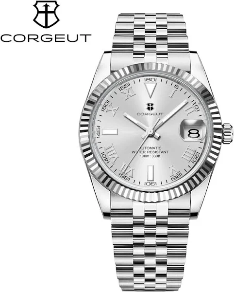 CORGEUT 36mm High Bright Luxury Fashion Business Log zegarki męskie automatyczny mechaniczny zegarek