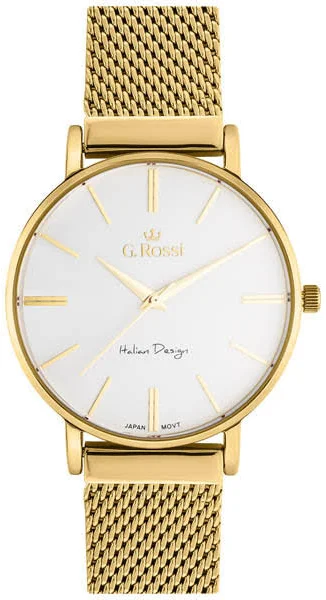 Męski zegarek G.Rossi na bransolecie kolor złota jasna tarcza 23 cm