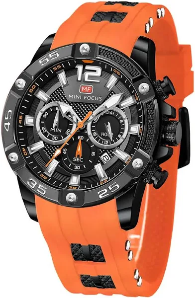 MINI ostrości pomarańczowy zegarek dla mężczyzn wojskowy Sport Chronograph zegarek kwarcowy z