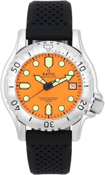 Ratio FreeDiver Professional Sapphire Orange Dial Automatic RTF017 500M męski zegarek