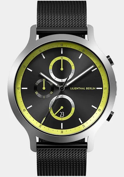 Męski Zegarek Chronograf Srebro Czarny Koperta ze Stali Chirurgicznej