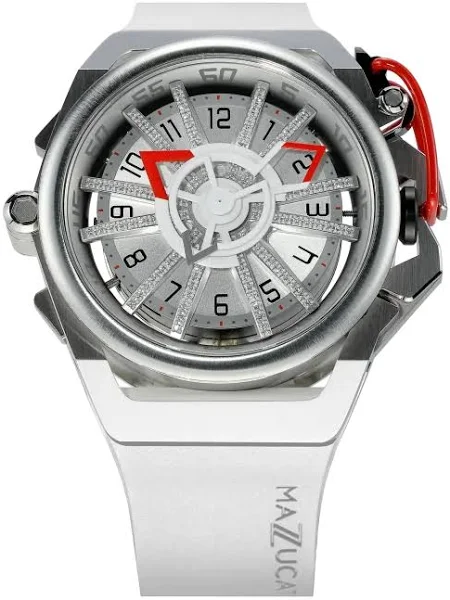 Srebrny zegarek męski Mazzucato z gumowym paskiem RIM Diamond