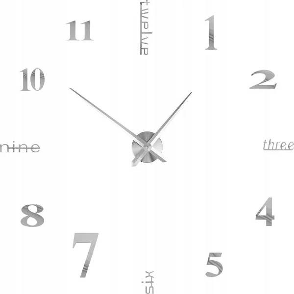 Duży Zegar Ścienny 3d Naklejany Ścianę 70-130 Cm