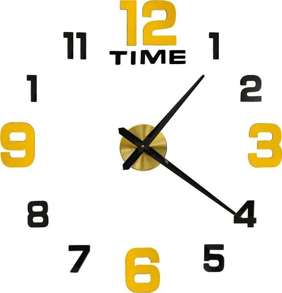 Zegar ścienny naklejany 12 cyfr 100-120 cm czarne wskazówki czarny