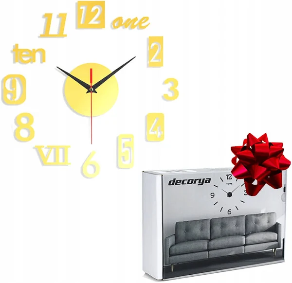 Zegar Naklejany na Ścianę 3D lustrzany