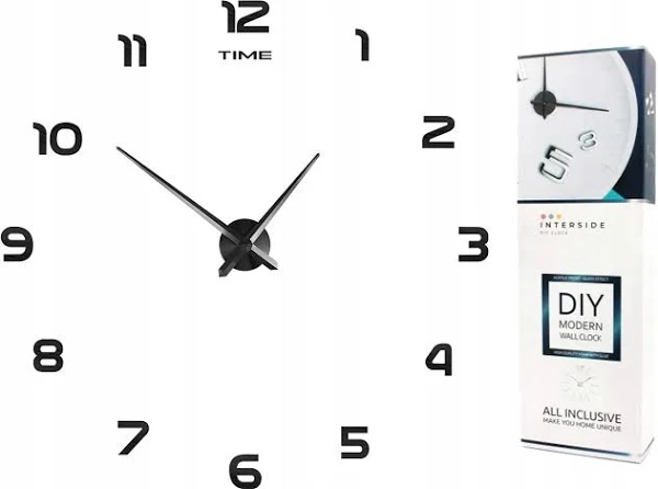 Zegar Ścienny ścianę naklejany nowoczesny duży 3D