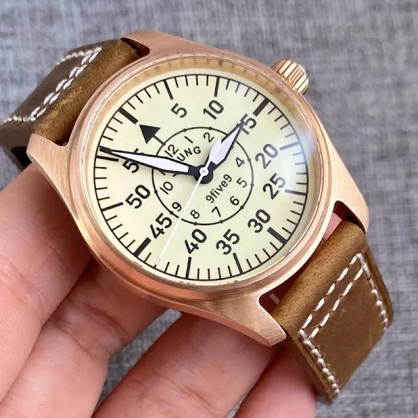 39mm pole solidne Cusn8 brąz 20ATM nurkowanie NH35A PT5000 automatyczny zegarek męski świecąca