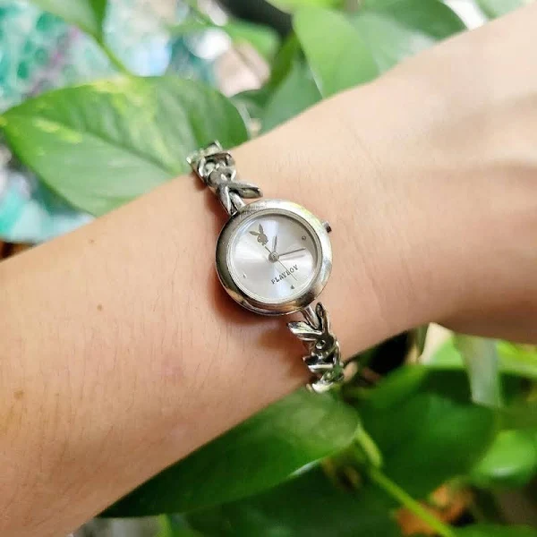 Rzadki Vintage Playboy Klasyczny Srebrny Zegarek