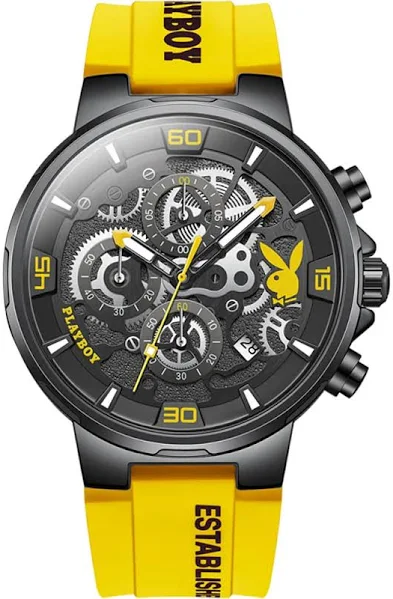 PLAYBOY luksusowy oryginalny zegarek dla mężczyzn silikonowy pasek moda kwarcowy męskie zegarki na