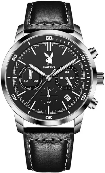 PLAYBOY Top wysokie formalne zegarek męski oryginalny skórzany pasek Casual męskie zegarki na rękę