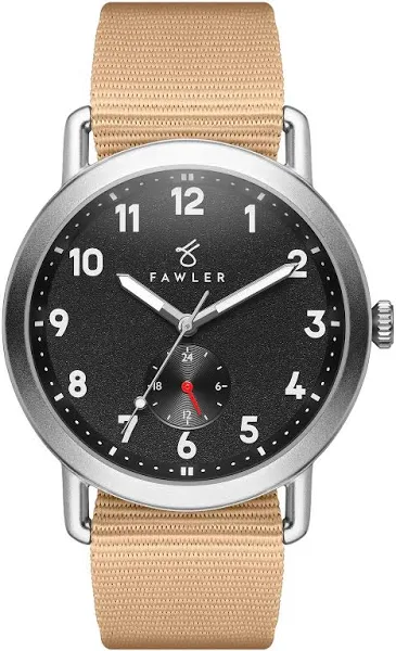 Fawler Kronos Srebrzysty zegarek outdoorowy z piaskowym paskiem nylonowym