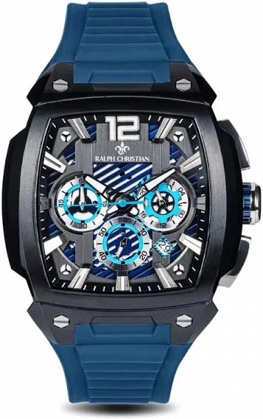 Czarny męski zegarek Ralph Christian z gumką The Phantom Chrono