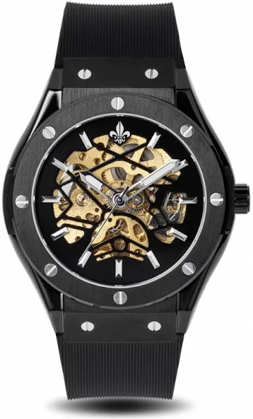 Czarny zegarek męski Ralph Christian z gumką Prague Skeleton Deluxe