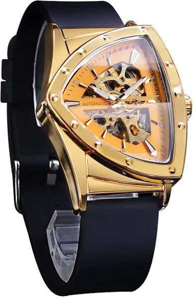FORSINING Zegarki szkieletowe dla mężczyzn automatyczny zegarek mechaniczny z trójkątną tarczą