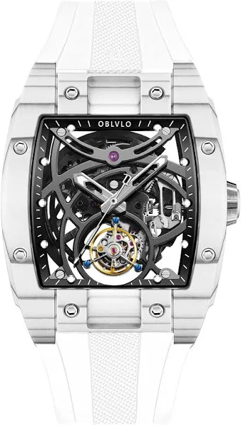 OBLVLO oryginalna marka Tourbillon automatyczny zegarek sportowy szkielet Luminous beczka na wino