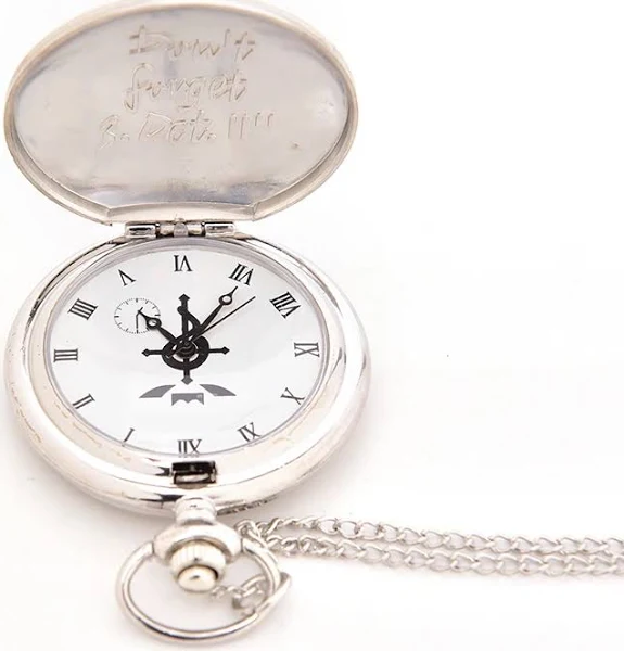 Wysokiej jakości w całości z metalu alchemik srebrny zegarek wisiorek męskie kwarcowe zegarki