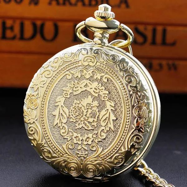 Minimalistyczny zegarek kieszonkowy czarny srebrny złoty brąz wisiorek Retro łańcuszek zegarki