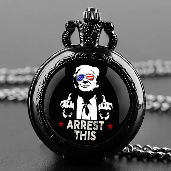 Kreatywny wisiorek Trump Victory Kwarcowy zegarek kieszonkowy Pamiątkowy łańcuszek zegarek