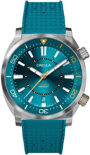 Męski srebrny zegarek Circula Watches z gumowym paskiem SuperSport