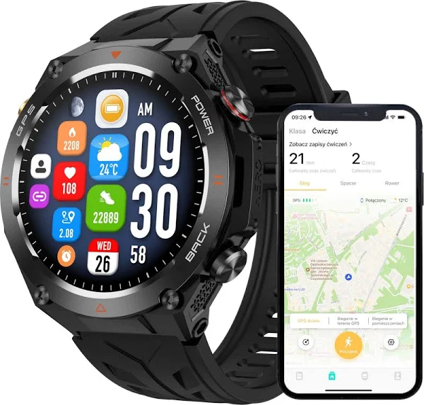 Wenom Smartwatch MĘSKI ZEGAREK FUNKCJA Gps ROZMOWY CIŚNIENIE 650mAh SMART WATCH