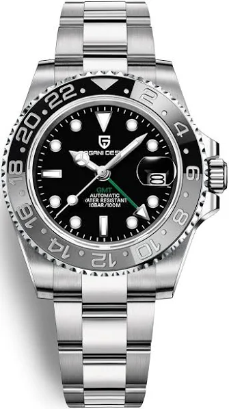 PAGANI DESIGN PD-1662 luksusowy GMT męski zegarek mechaniczny szafirowe szkło stal nierdzewna 100M