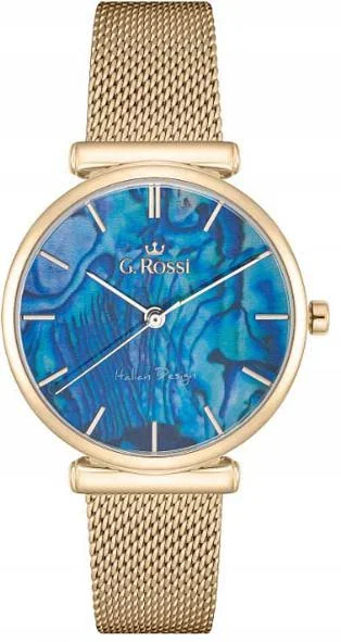 Złoty Zegarek DAMSKI elegancki z NIEBIESKĄ TARCZĄ elegancki modny dla niej