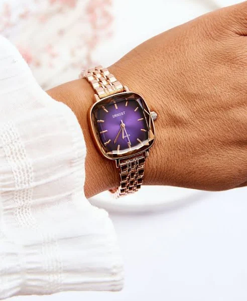 Zegarek Modny Różowa Tarcza ERNEST Różowe Złoto