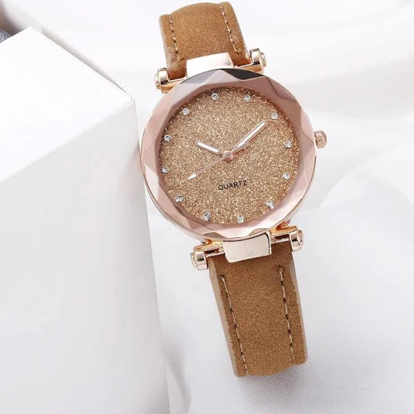 damski zegarek z brokatową tarczą