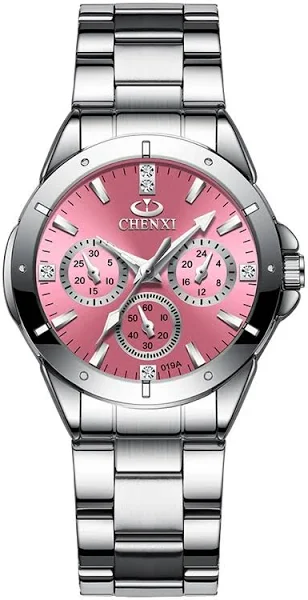 Marka luksusowe CHENXI moda zegarki z różową tarczą dla kobiet wodoodporny zegarek damski ze stali