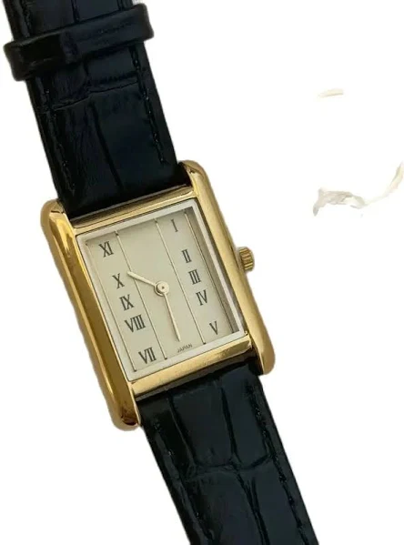 2024 nowy damski zegarek kwarcowy Vintage pozłacany z cyframi rzymskimi H dial skórzany pasek damski