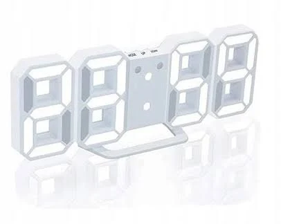 Zegar Ścienny Led Cyfrowy Budzik Termometr Stojak