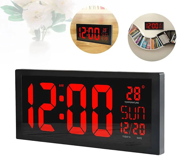 Zegary ścienne Cyfrowy zegar kalendarzowy z dużym wyświetlaczem LCD i budzikiem