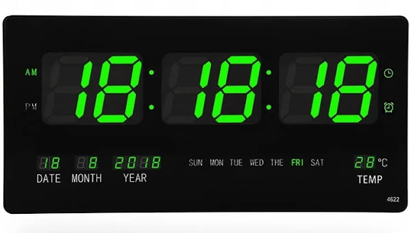 Zegar Na Ścianę Ścienny Elektroniczny Led Nowoczesny Temperatura 45x22cm