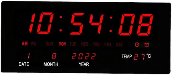 Zegar Cyfrowy Czerwony Duży XXL Termometr Data Led
